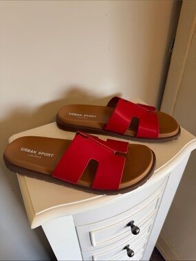 J Slides Red Slide Sandals for Women